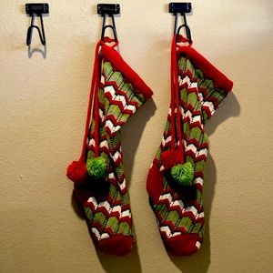 Set of 2 knit Christmas stockings